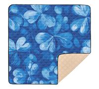 Four-Leave Clover Royal Blue Large Sturdy Baby Activity Play Mat for Indoor Outdoor Waterproof Tummy Time & Crawling Mat for Babies Infants Toddlers, 50'' x 50''