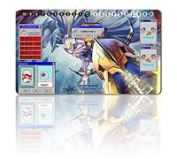 Four leaves Digimon Board Game Play Mats with Bag, TCG Card Game Table Mat Size 60 x 35 cm Mouse Pad-compatible with MTG TCG Digimon with Card Zones (Playmat Omnimon), 20220823