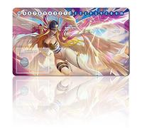 Four leaves Digimon Board Game Play Mats with Bag, TCG Card Game Table Mat Size 60 x 35 cm Mouse Pad-compatible with MTG TCG Digimon with Card Zones (11), 20220823