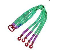 Four Leg Bridle Web Sling 2M 6614lbs/3T Lifting Slings with G80 Alloy Steel Grab Hooks and Adjuster Polyester Webbing Rigging Straps for Safe Towing and Handling of Cargo【3T】