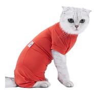 Four Leg Dinosaur Sphynx Cat Clothes, Recovery Suit, Stretchy Lightweight Pet Coat with Four Legs for Cats 1KG-8KG, XS-L, Grey/Orange (X-Small)