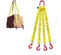 Four Leg Web Slings for Towing and Cargo Handling, Recovery Webbing, 4 Grab Hooks, Alloy Steel and Polyester Construction, Heavy-Duty Lift Straps