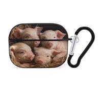 Four Little Pigs AirPods Pro Case Cover with Keychain Ring PC Hard Shell Protective Case for AirPods Pro 2nd for Women Men Generation Easy Open Full Drop Protection Cover Black-Style