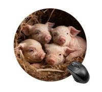 Four Little Pigs Round Mouse Pad Smooth Glide Gaming Mousepad Extra Density Portable Comfortable Mouse Mat for Desk, Home, Office 7.8x7.8 Inches