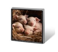 Four Little Pigs Suit Lapel Pin Fashion Lapel Pins for Men Women for Backpacks Funny Hat Brooch Pin Personalized Bag Lapels Badge Metal Novelty Buttons & Pins (Square)