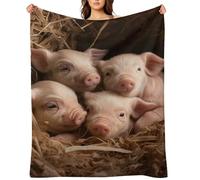 Four Little Pigs Throw Blanket for Sofa, Soft Cozy Flannel Blankets for Home, Lightweight Bed Blankets for Camping, Breathable Blanket for All Season, Bedroom, Travel 60"x80"