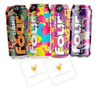 Four Loko Mixed 4 Pack Cans | Ready to Drink Vodka Flavoured Alcoholic Beverage | 4 x 440 ml | 8.4%-8.5% ABV, with 2 x Celebration Spirits Beer Mats