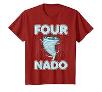 Four Nado Kids 4 Years Old Tornado 4th Birthday Party T-Shirt, Youth, Cranberry Red, 2T
