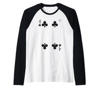 Four of Clubs Playing Card Easy Halloween Group Costume Raglan Baseball Tee