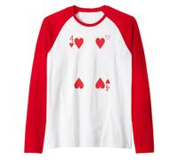 Four of Hearts Playing Card Easy Halloween Group Costume Raglan Baseball Tee
