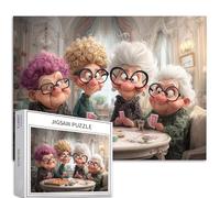 Four Old Ladies Playing Cards 1000 Piece Jigsaw Puzzles for Adults Social Atmosphere Art Jigsaw Challenging Family Activity Games Colorful DIY Craft Puzzle for Home Decor Gifts 27×20 Inches