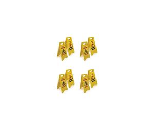 FOUR PACK CAUTION WET FLOOR SIGN CLEANING IN PROGRESS YELLOW WARNING CONE UK