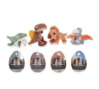 Four Pack Jurassic World Rebirth Movie 5" / 13cm Dinosaur Soft Plush Toys in Plastic Egg