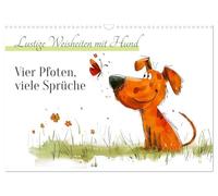 Four paws, many sayings - Funny wisdom with dogs UK-Version (Wall Calendar 2026 DIN A3 Landscape), CALVENDO 12 Month Wall Calendar