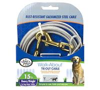 Four Paws Silver Heavy Weight 15 Foot Dog Tie Out Cable
