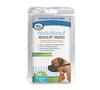 Four Paws Walk-About Quick-Fit Short Snout Adjustable Dog Muzzle for Medium Dogs, Washable & Breathable, Black, 1 Count