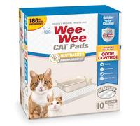 Four Paws Wee-Wee Cat Pee Pads, Disposable Litter Box Mats, Advanced Multi-Cat Odor Control, Fast Absorption Cat Box Pee Pads for Litter Tracking, 28" x 30", Unscented, 10 Count