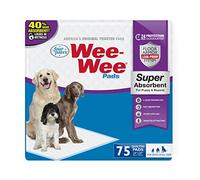 Four Paws Wee-Wee Super Absorbent Unscented Pee Pads for Dogs & Puppies with Insta-Rise Border, Leak-Proof Dog Housebreaking Potty Training Floor Protection, 24" x 24", 75 Count (Packaging May Vary)