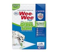 Four Paws Wee-Wee Ultimate Attractant Grass Scented Pee Pads for Dogs & Puppies, Leak-Proof Dog Housebreaking Instinctive Potty Training Floor Protection, 22" x 23", 10 Count
