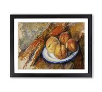 Four Peaches On A Plate By Paul Cezanne Classic Painting Framed Print | A4 Black Framed Wall Art | Ready to Hang | Classic Historical Picture | Living Room Bedroom Lounge Office