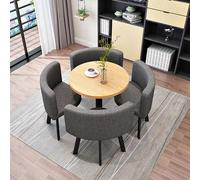 Four-Person Round Marble Dining Table And Chair Set - Modern Office Reception Table And Chairs - Four Chairs, Ideal Furniture For Lounges And Living Rooms,Gray 1,circle,fabric