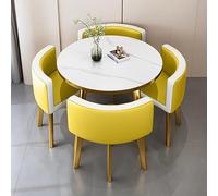 Four-Person Round Marble Dining Table And Chair Set - Modern Office Reception Table And Chairs - Four Chairs, Ideal Furniture For Lounges And Living Rooms,Double Spell,c,circle,cortex