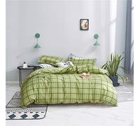 Four-Piece Bedding Set, Simple Tartan Style Microfiber Duvet Cover Set with 1 Zipper Quilt Cover, 1 Flat Sheet & 2 Pillowcases for Bedroom Single King Size Bed