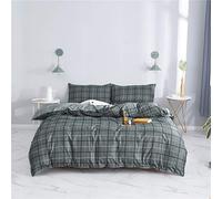 Four-Piece Bedding Set, Simple Tartan Style Microfiber Duvet Cover Set with 1 Zipper Quilt Cover, 1 Flat Sheet & 2 Pillowcases for Bedroom Single King Size Bed