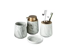 Four Piece Ceramic Marble Bathroom Set Bathroom Accessories: Toothbrush Holder, Toothbrush Tumbler, Soap Dish, Foam Soap Dispenser, 3pcs/4pcs Set