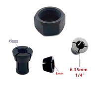Four Piece Collet Collection Suitable for Routers Including RP0900K & RT0701C in Sizes Six Point Three Five to Eight mm