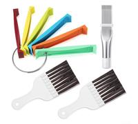 Four Piece Fin Comb Tool Kit Including Fcr6 Ring Comb Metal Straightener And Dual Brushes For Cleaning And Straightening Ac Condenser Radiator Coils On Cars Fridges And Household Appliances