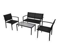 Four Piece Outdoor Patio Garden Furniture Set Coffee Table Chair Bench Black vid