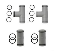 Four Piece Pool Hose Adapter Kit Featuring T Joints And Straight Connectors For Point Two Five Inch Hoses With Extra O Rings To Insure Secure Filtration System Links