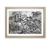 Four Pine Trees By Shen Zhou Asian Japanese Framed Print | A3 Oak Framed Wall Art | Ready to Hang | Asian Floral Picture | Living Room Bedroom Lounge Office