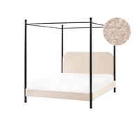 Four Poster Bed Boucle DANNEMOIS 140 x 200 cm (EU Double) Beige