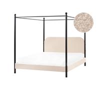 Four Poster Bed Boucle DANNEMOIS 160 x 200 cm (EU King Size) Beige