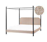 Four Poster Bed Boucle DANNEMOIS 180 x 200 cm (EU Super King) Taupe