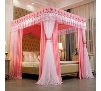 Four Poster Bed Canopy with Frame, Double Layer Princess Net Curtain for Girls Bedroom, Tulle Ceiling Canopy for Girls Room, Romantic Bed Curtain Decoration, Elegant Canopy Net