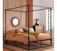 Birlea Four Poster Bed Frame Black Metal 4 Poster Canopy Farringdon | Size: Double Birlea Black Double