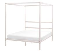 Four Poster Bed Metal LESTARDS 140 x 200 cm (EU Double) Light Beige