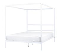 Four Poster Bed Metal LESTARDS 160 x 200 cm (EU King Size) White