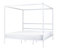 Beliani Four Poster Bed Metal Lestards 180 X 200 Cm Eu Super King White, White