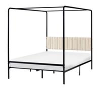 Four Poster Bed Metal MIRABEAU 140 x 200 cm (EU Double) Black