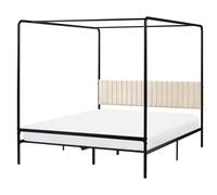 Four Poster Bed Metal MIRABEAU 160 x 200 cm (EU King Size) Black