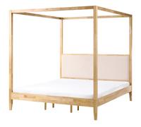 Four Poster Bed Wood HAILLICOURT 180 x 200 cm (EU Super King) Light Brown