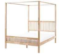 Four Poster Bed Wood HARFLEUR 160 x 200 cm (EU King Size) Light Brown