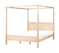 Four Poster Bed Wood HAUTERIVES 180 x 200 cm (EU Super King) Light Brown