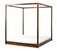 Four Poster Bed Wood HERLIERE 160 x 200 cm (EU King Size) Dark Brown