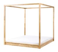 Four Poster Bed Wood HERLIERE 180 x 200 cm (EU Super King) Light Brown
