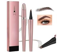 Four-pronged Liquid Eyebrow Pen, Eyebrow Tattoo Pencil 4 Fork Tip 3D Microblading Eyebrow Pencil, Waterproof Natural Fine Stroke Magic Eyebrow Pencil for Women (Dark Brown)